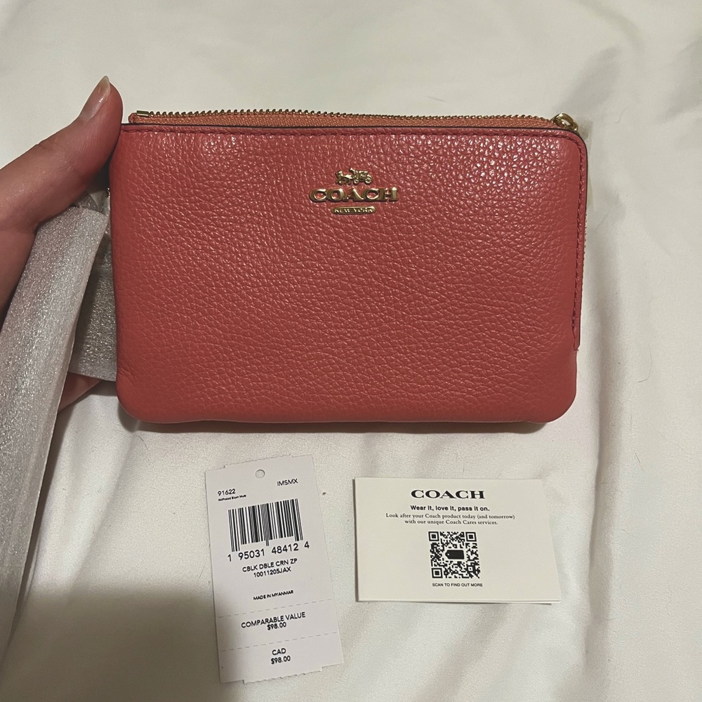 Coach wristlet wallet two-color/ double zip